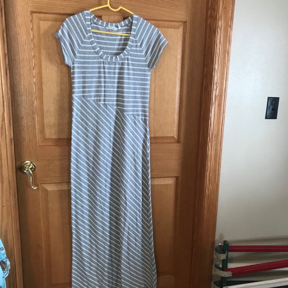 Striped Gray Maxi Dress